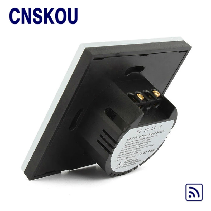 CNSKOU ЕС Стандартный 2 Gang Way AC220 ~ 250 В 2000 Вт Кристалл Стекло Панель РФ 433 мГц