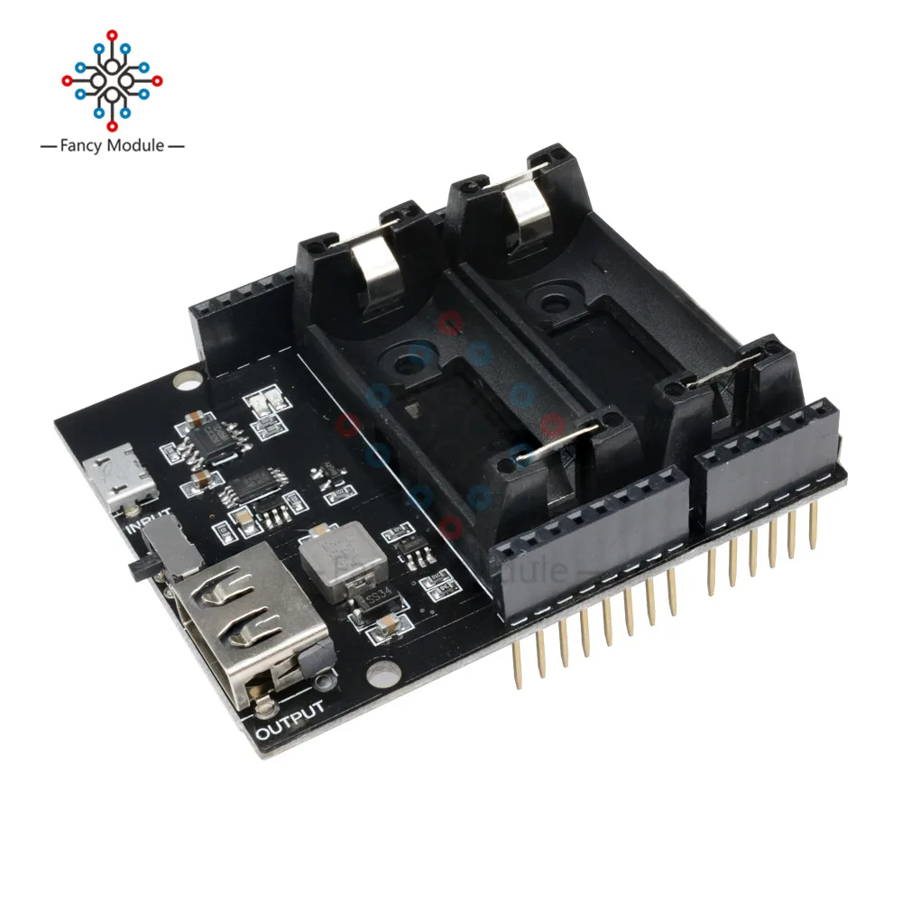 Двойной 16340 Перезаряжаемые литиевых Батарея щит Мощность Bank 5 В GND Micro USB Зарядное устройство Выход доска для Arduino UNO R3 один модуль