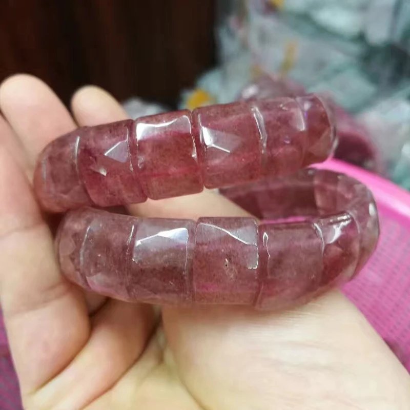 Натуральный клубничный кварцевый браслет из натурального камня DIY ювелирный для