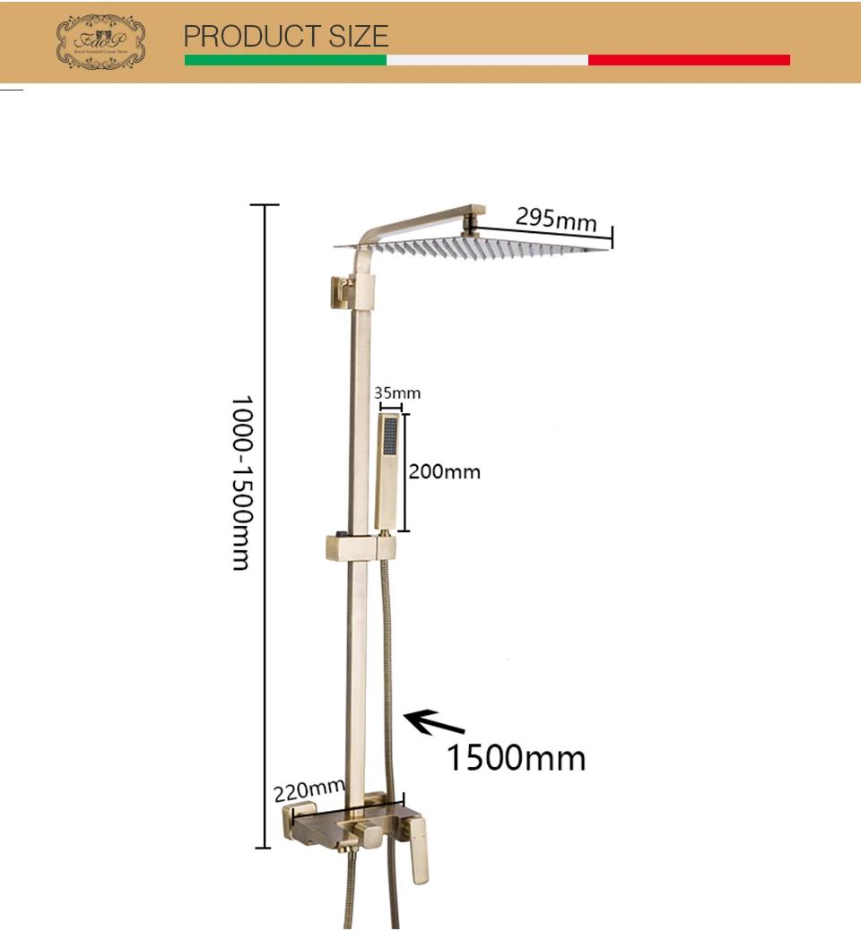 FAOP Душевая система, золотые душевые наборы для ванной комнаты, латунные водопады, насадки для душа, смеситель для ванной комнаты, роскошные дождевые смесители