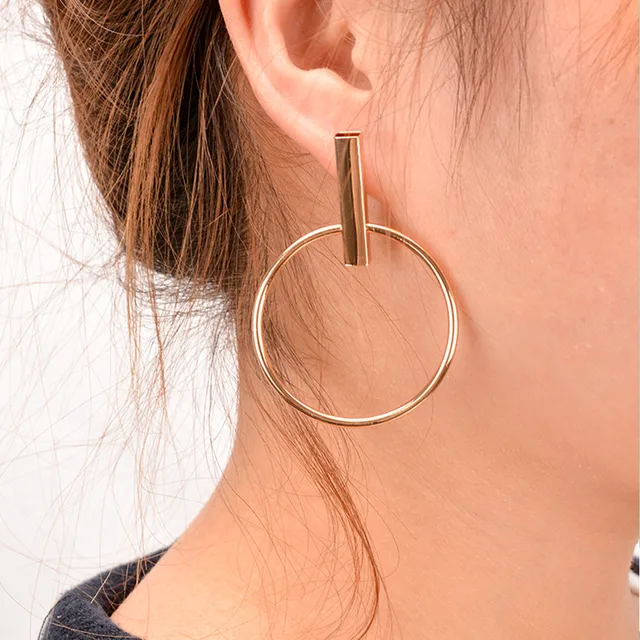 New Minimalist Simple Geometric Circle Light Gold Stud Earrings New Minimalist Simple Geometric Circle Light Gold Stud Earrings For Women Modern Everyday Jewellery Earring