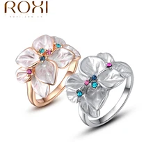 ROXI Exquisite rose golden colorful flower ring plated with AAA zircon,fashion jewelry for women,best Christmas gifts