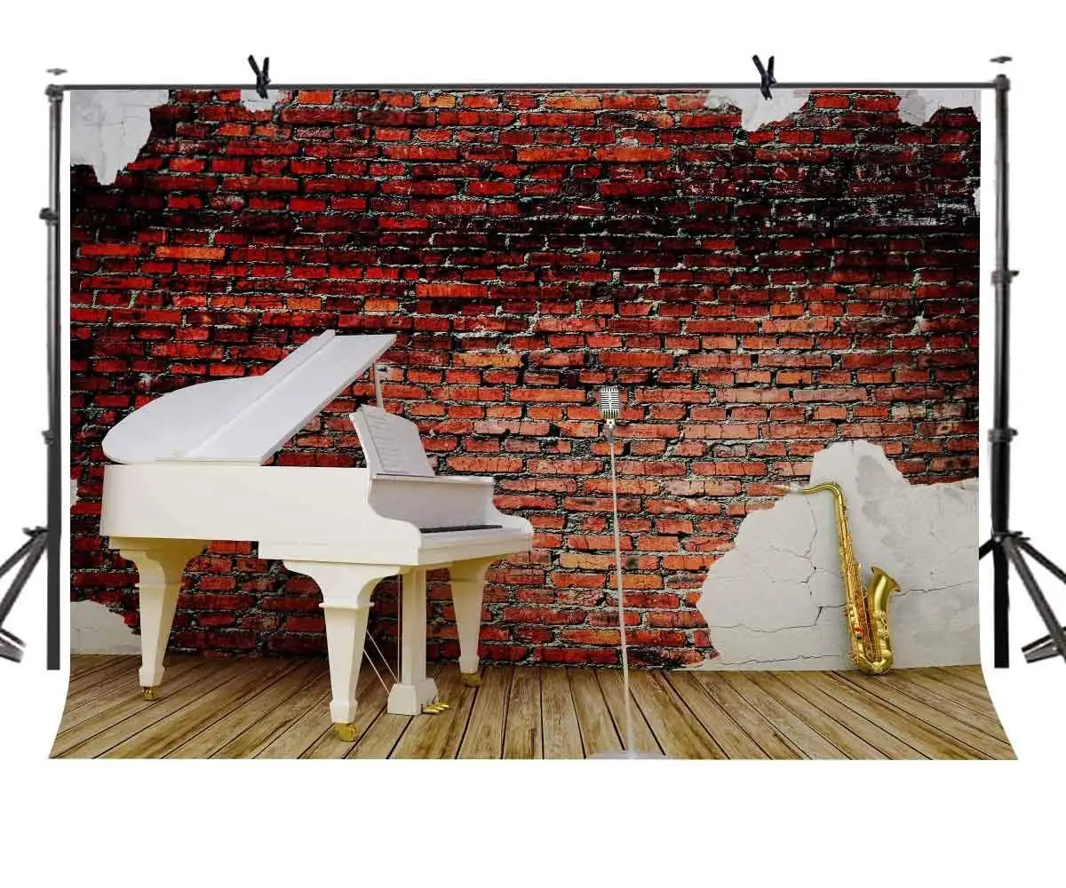 

150x210cm Red Brick Wall Backdrop Red Vintage Brick Wall Classical Music Photography Background for Camera Photo
