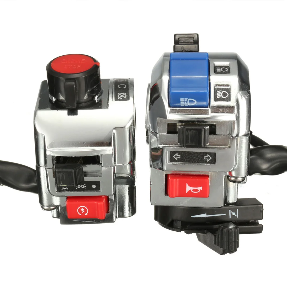 

Turn Signal Light Chrome Casing Engine Start Universal Motorcycle Part Integrated Horn Control Switch Electrical