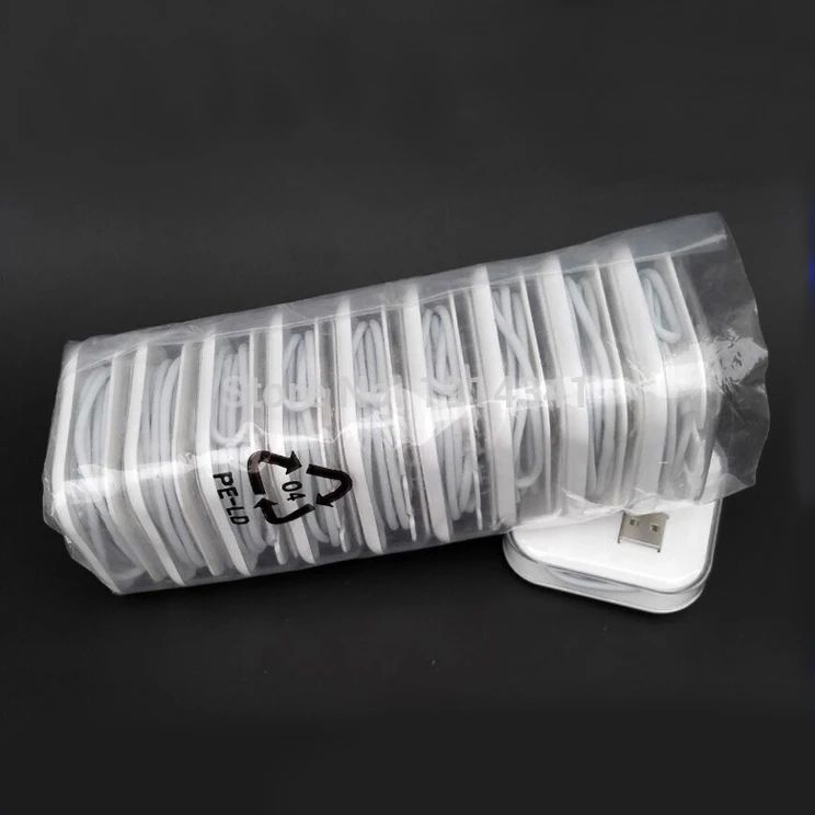 

1m white 8pin Data Sync Adapter Charger USB cable for iPhone 5 6 7 ipad with crystal box package wholesale 100pcs/lot