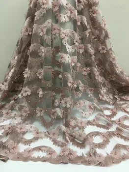 

2019 French Laces Fabric 3D Wedding Lace Flower tulle fabric high quality african Embroidered Lace Appliques for party dress