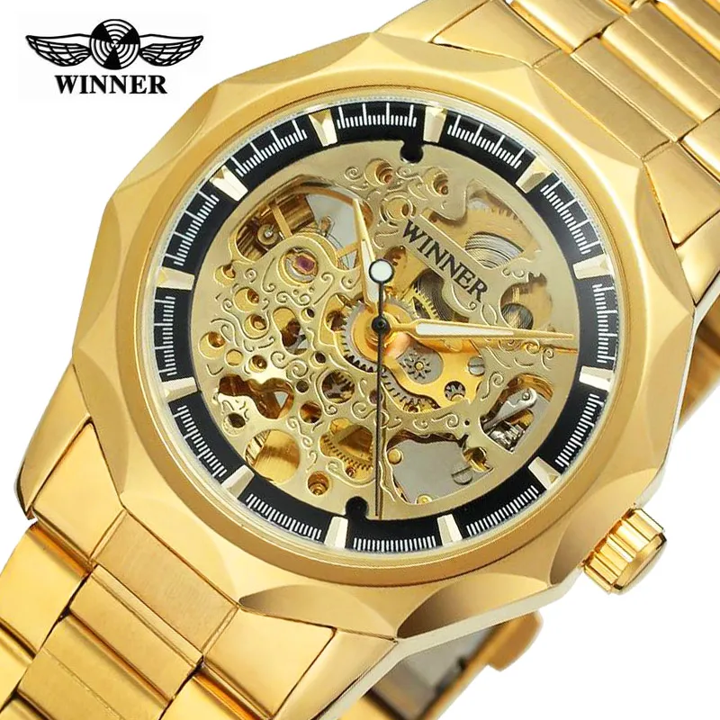 

WINNER 2018 Hot Waterproof Automatic Watch Men Top Brand Luxury Mechanical Watches Men Skeleton Watch Gold Watch Automatic Men