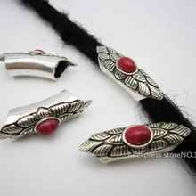 4 шт./лот, античное серебряное красное украшение для волос, коса, дреды, бусины, трубчатые кольца, приблизительно 8,5 мм, отверстие для волос, аксессуары