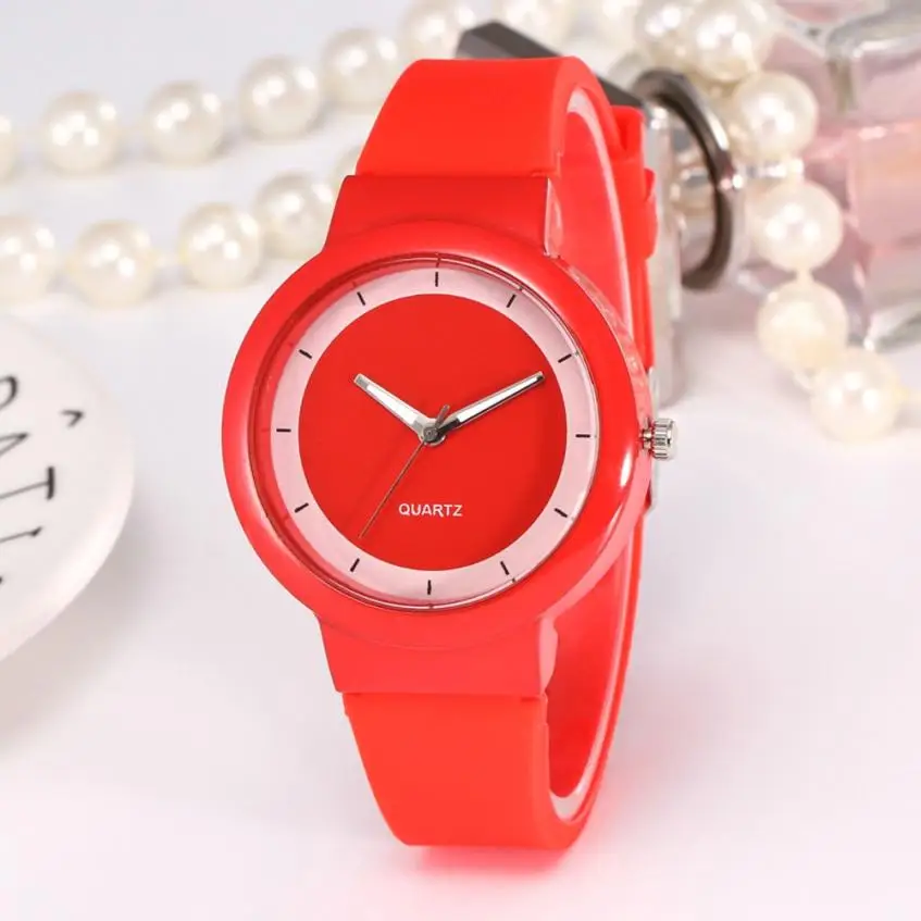 Женские модные повседневные аналог с силиконовым ремешком кварцевые круглые часы женские часы l0711 - Цвет: F