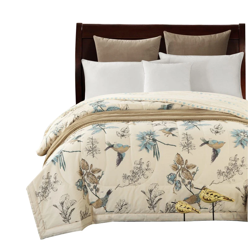 Comprar Sábana de algodón de estilo americano con estampado de pájaro Pastoral lanza manta de verano edredón Delgado stiching edredón relleno