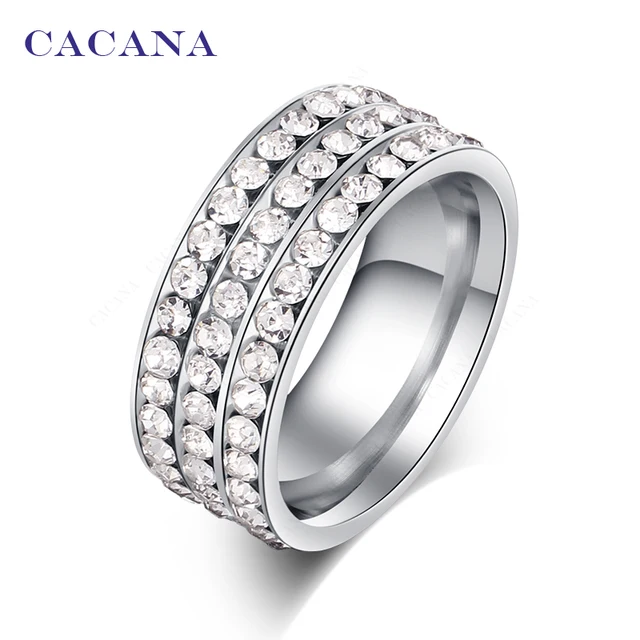 CACANA Titanium Stainless Steel Rings For Women Fashion Jewelry Wholesale NO.R12 CACANA Titanium Stainless Steel Rings For Women Fashion Jewelry Wholesale NO.R12