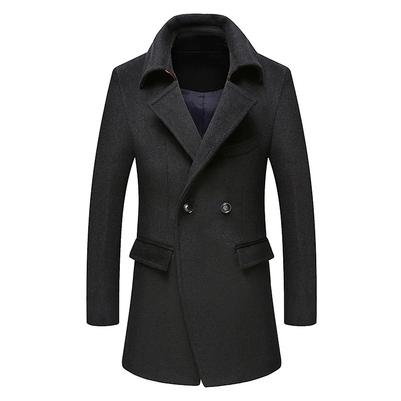 high quality Winter Wool Coat Men Leisure Long Sections