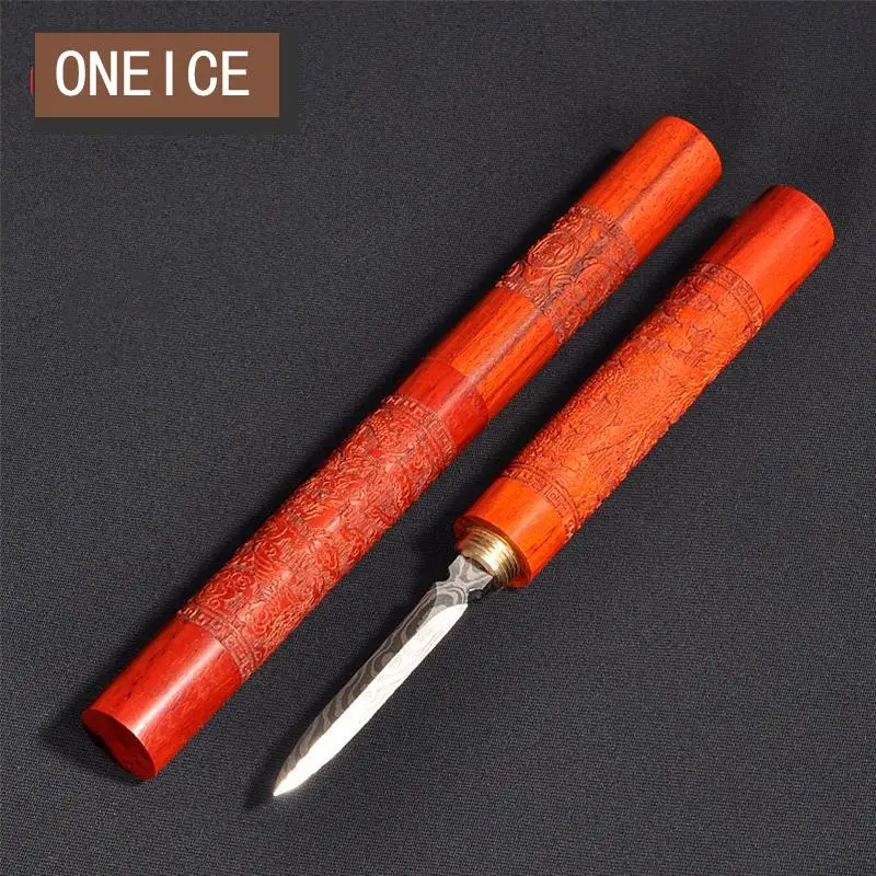 

Carved Ebony Pu'er Tea Knife Damascus Pattern Steel Black Needle For Kung Fu Ceremony Spare Parts Cutters Engraving Drangon
