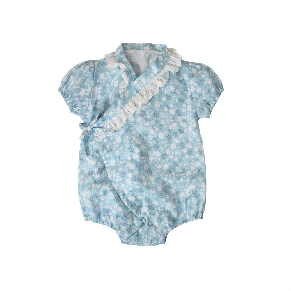 Кимоно детская одежда в японском стиле детская одежда для девочек Комбинезон Ретро Халат Форма одежда Пижама для младенцев цветочный костюм - Цвет: Blue