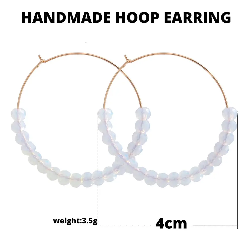 Bohemian Handmade Natural Stone Beads Hoop Earrings for Women New Fashion Loop Round Circle Creole Earring Designer Jewelry