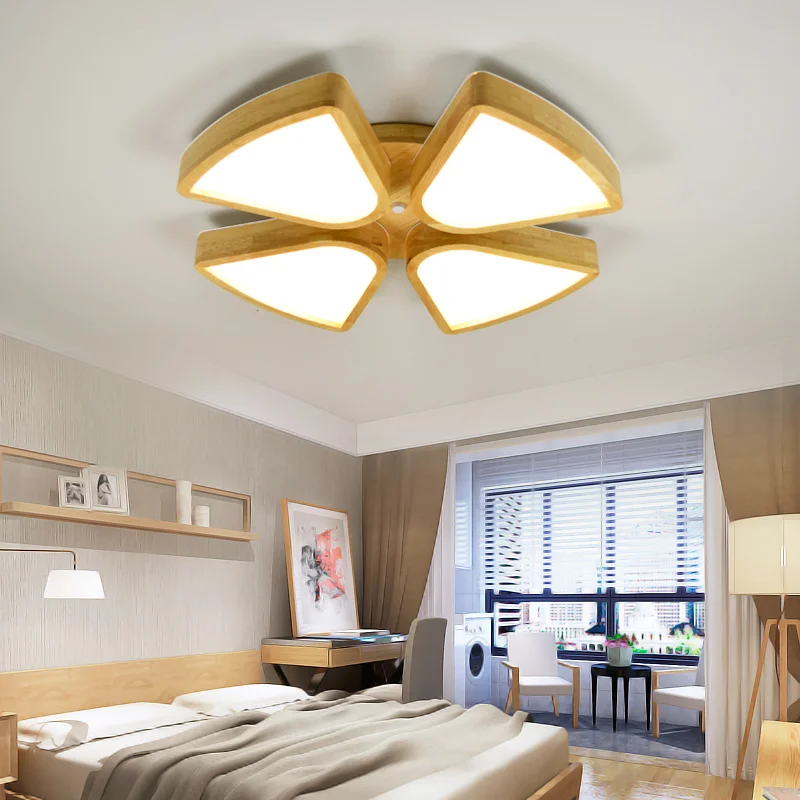

led ceiling light Bedroom lamp warm romantic wooden Nordic style creative personality simple living room led lights