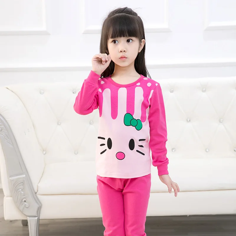 Осенний пижамный комплект для девочек; хлопковая одежда для сна для мальчиков и девочек; зимняя Пижама; детская одежда для маленьких девочек; пижама с длинными рукавами; От 2 до 13 лет - Цвет: short-18