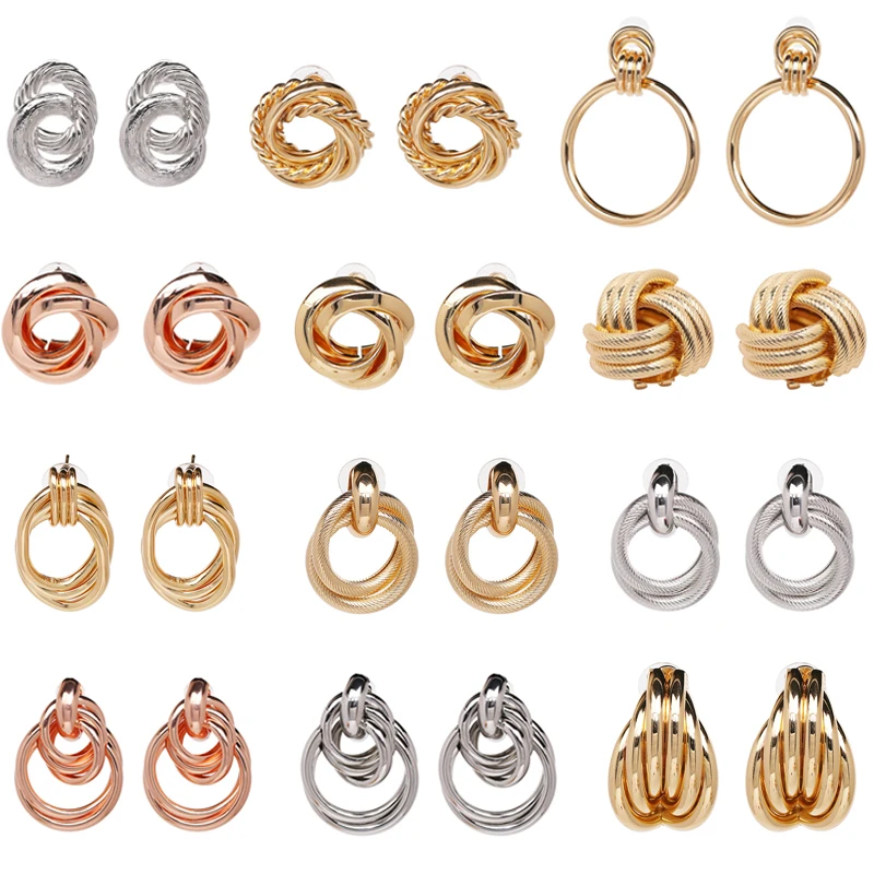 

Punk Style Big Twisty Stud Earrings for Women Exaggerated Large Pendientes Mujer Moda 2018 Wholesale Party Womens Jewellery