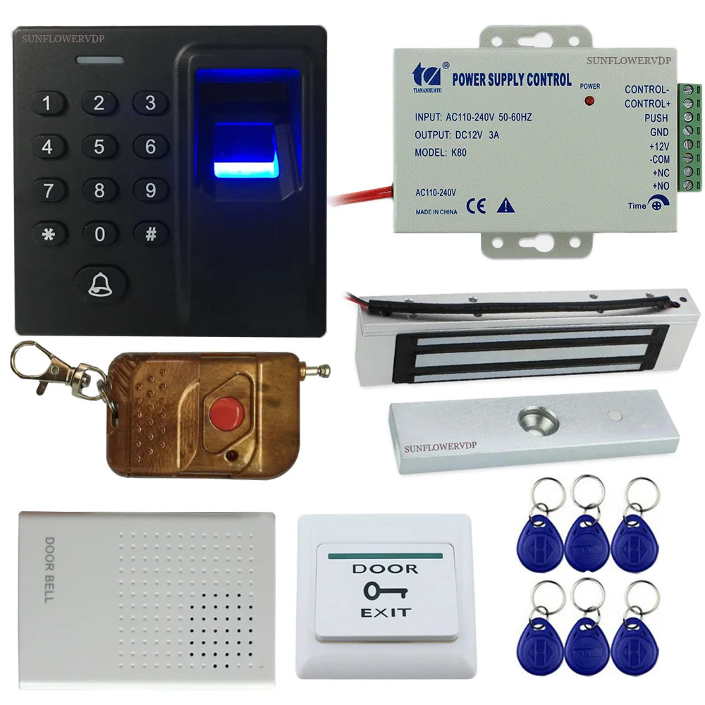 

Fingeprint Keypad Rfid Access Control Automatic Gate Opener +Magnetic lock+ Wired Door Bell+Wireless Remote Control+Power Supply