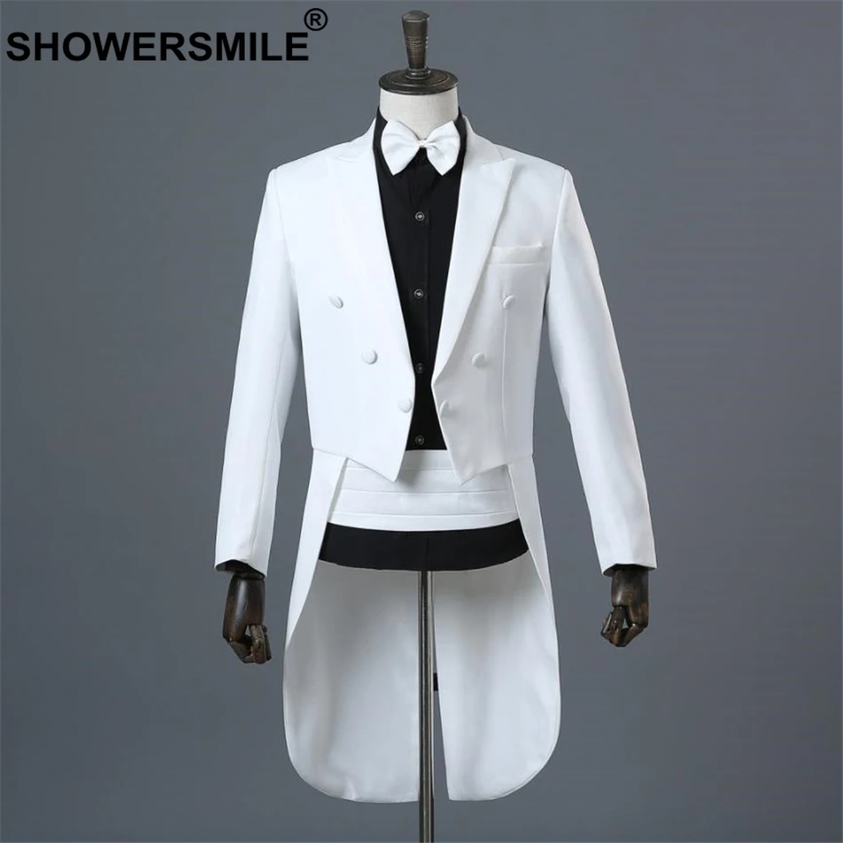 SHOWERSMILE Set Formal Dress Men 4 Piece Suits Swallow-tailed Coat Suit Wedding Groom Clothing Tuxedo Slim Fit Male Dress Suits