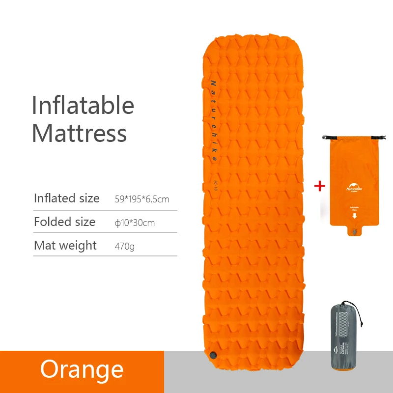 Naturehike Портативный Сверхлегкий наружный надувной коврик для кемпинга, коврик для сна, надувной матрас, влагостойкая подушка для путешествий и пеших прогулок - Цвет: Orange Air Mat