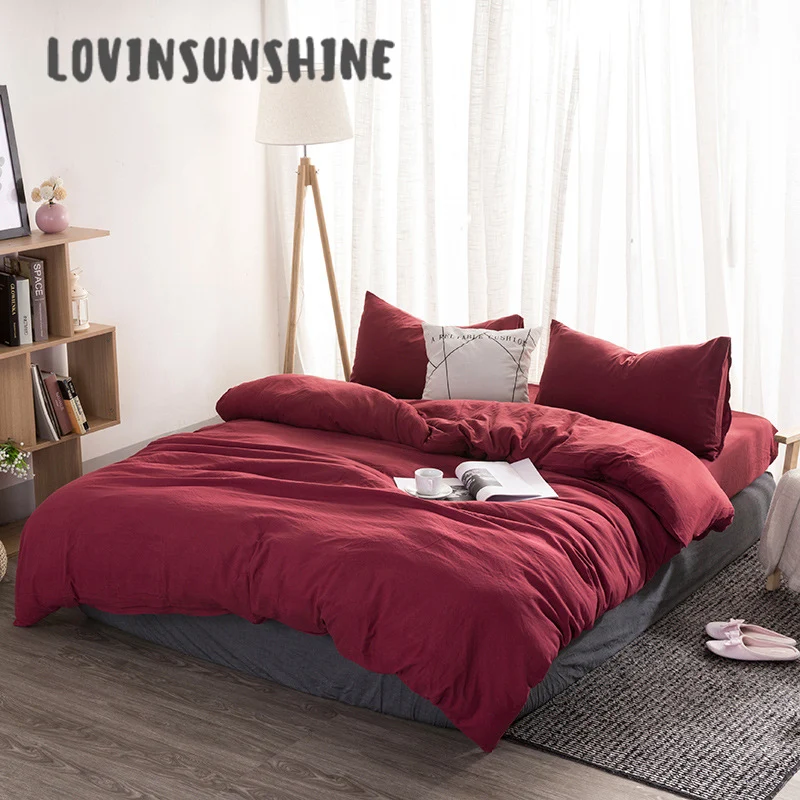 

LOVINSUNSHINE Bedding Sheet Sets Comforter Bedding Sets Queen 4pcs Solid Color Comforter Cover AB#114