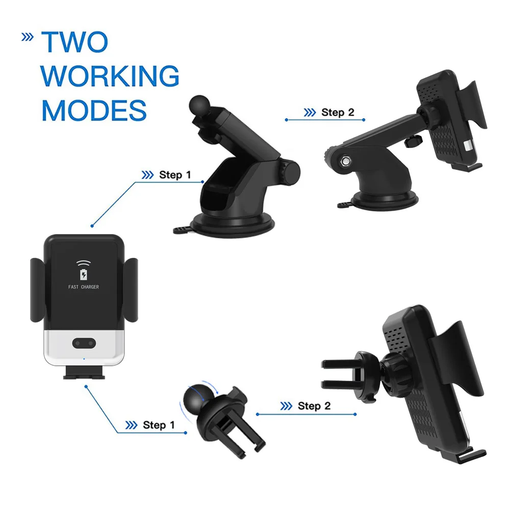 10 Вт беспроводное автомобильное зарядное устройство автоматический зажим Быстрая зарядка держатель телефона крепление для iPhone XS XR X 8 huawei P30 Pro samsung S10 S9