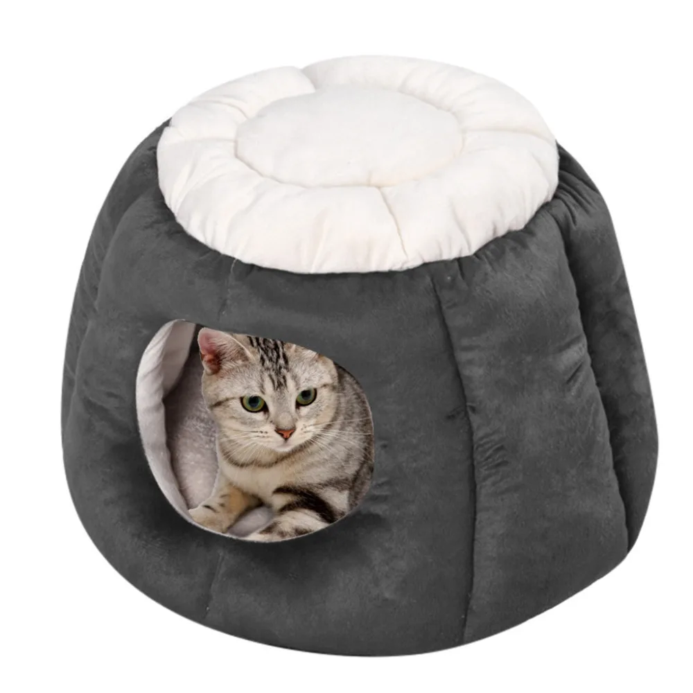 New Warm Cat Cave House Foldable Puppy Kitten Sleeping Bag Comfortable Soft Small Dog Kennel Bed Winter Pet Nest Cushion