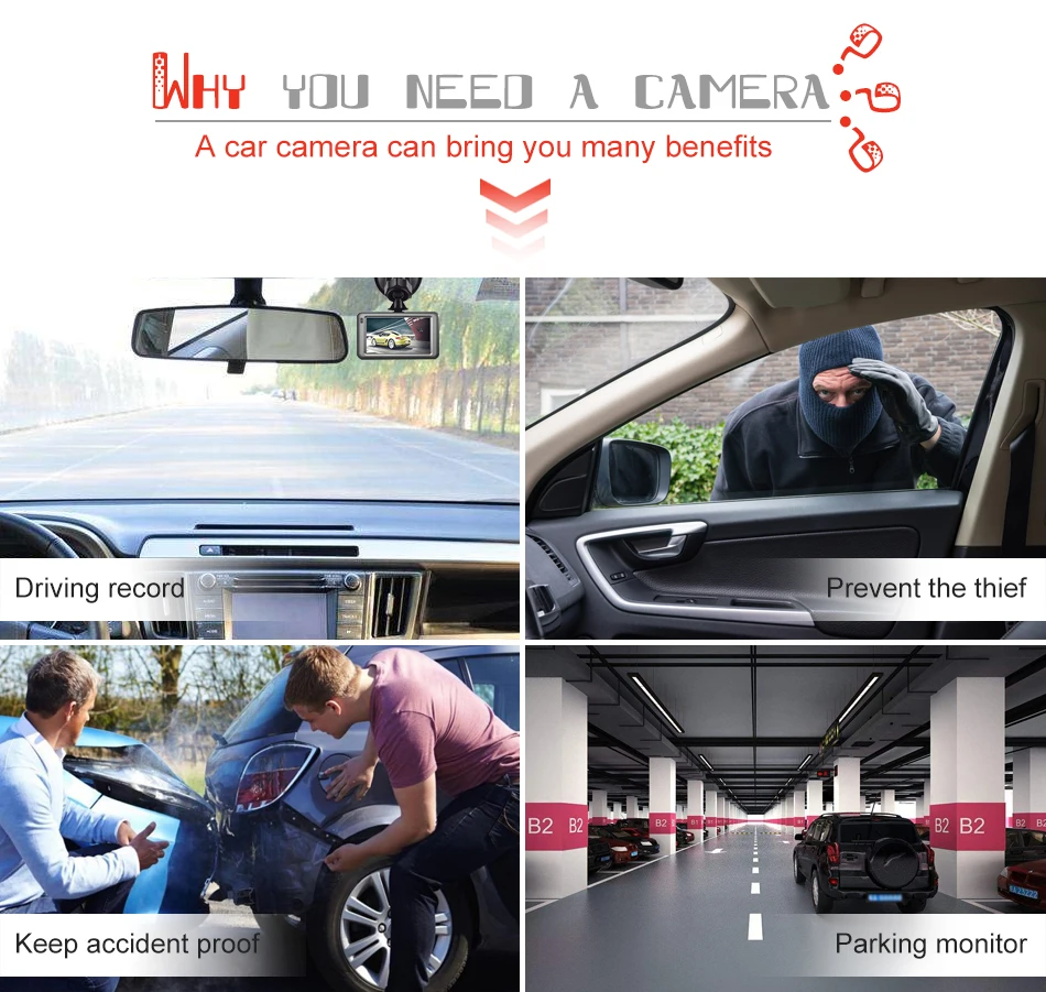 Car DVR Dash Cam Night Vision 1080P Full HD Parking Monitor G-Sensor WDR Battery built-in (1)