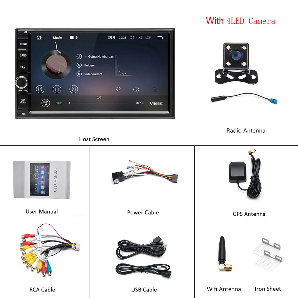 Hikity 2 din автомагнитола " сенсорный экран Авторадио Мультимедиа MP5 плеер ISO/Android зеркальная связь автомобиля стерео Поддержка резервная камера - Цвет: With 4 LED Camera