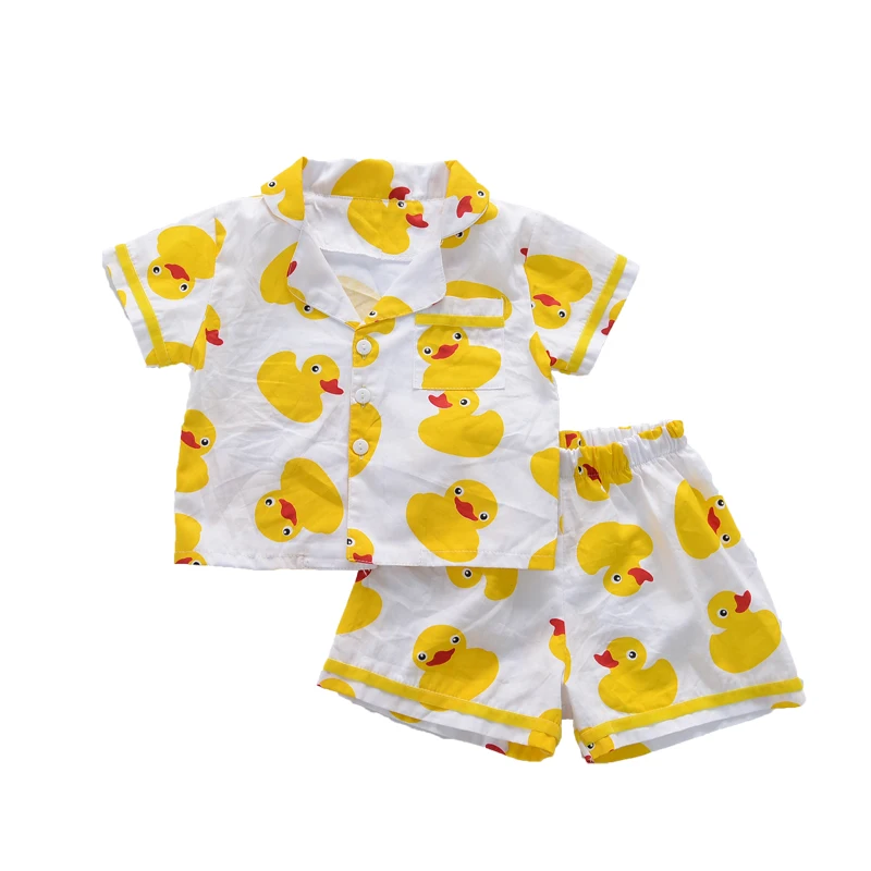 new fashion summer baby cute duck print shirt+short 2PCS sets girls