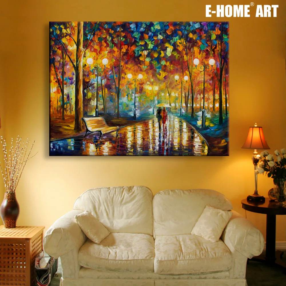 

Stretched Canvas Prints Two Rainy Night Trails LED Flashing Optical Fiber Print LED Wall Art LED Decorations