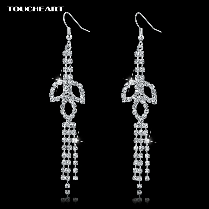 

TOUCHEART Romantic Wedding Earrings For Women Long Crystal Tassel Earrings Fashion Silver Jewelry Chritmas Gift Ser150007