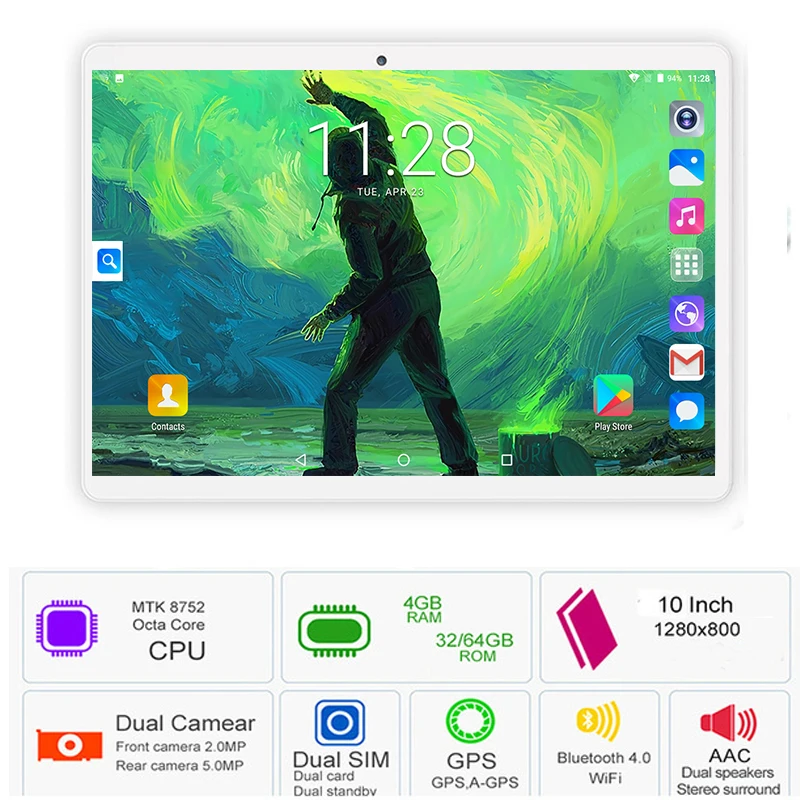 Новинка 2019 Android 8 0 3G 4G LTE 10-дюймовый планшетный ПК Восьмиядерный 4 Гб ОЗУ 64 ПЗУ ядер