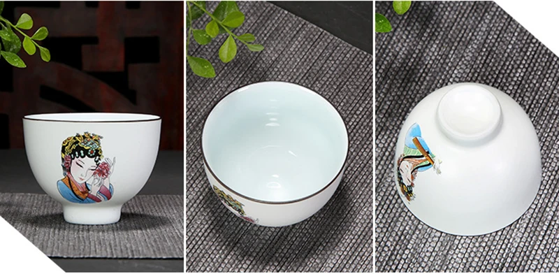 6 шт. набор чайных чашек кунг-фу, разноцветная глазурь, чайная чаша для путешествий, маленький монах, китайский фарфоровый чайный набор, керамический китайский чайный набор