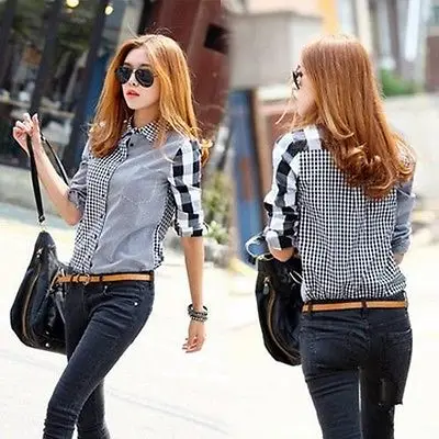Женская винтажная джинсовая рубашка с длинным рукавом|top blouse|shirt topblouses tops |