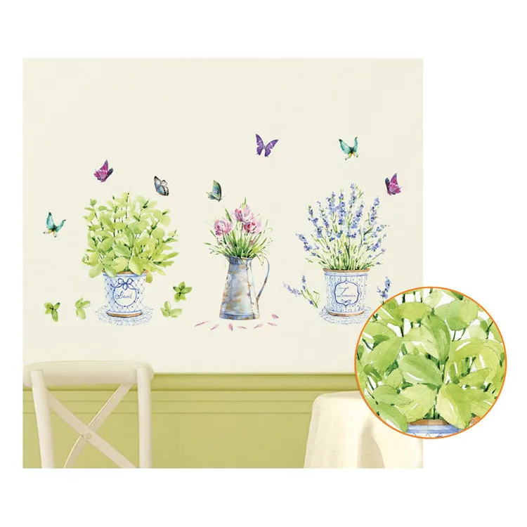 SFDC DIY home decor flower pots wall stickers art decals vase Home decorationin Wall Stickers