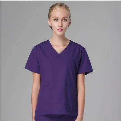Летняя больница& клиника& салон женщина доктор v-образным вырезом с коротким рукавом скраб набор разделенная изоляция хирургический костюм набор дышащий F - Цвет: purple