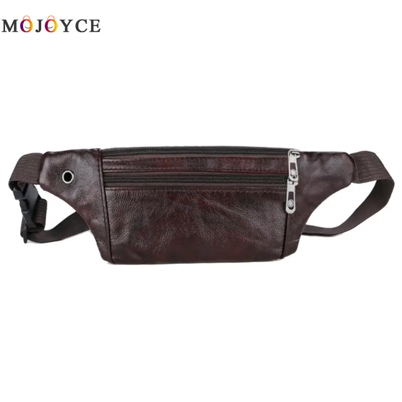 Men Waist Packs PU Leather Fanny Pack Male Small Retro Zipper Belt Bag Classic Travel Classic ...