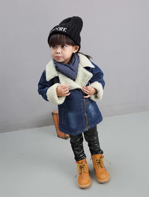 cotton blend zipper warm coat denim jacket