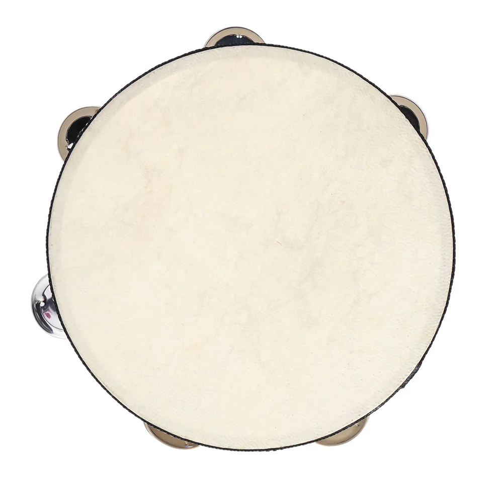 

ammoon 8" Hand Held Tambourine Drum Bell Birch Metal Jingles Percussion Musical Educational Instrument for Party Kids Games