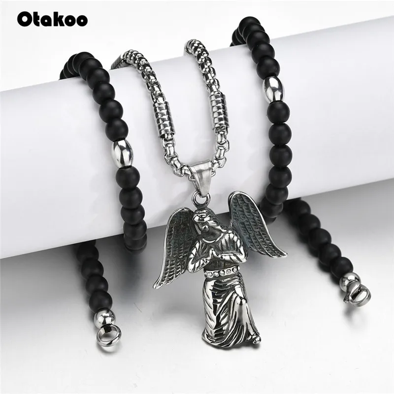 Религиозная подвеска Otakoo серебряное ожерелье из нержавеющей стали с крыльями
