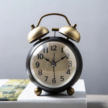 

Creative Alarm Clock Glass/metal Mechanical Vintage Quiet Clocks for Bedside Decoration Crafts Time Horologe Watch for Gifts
