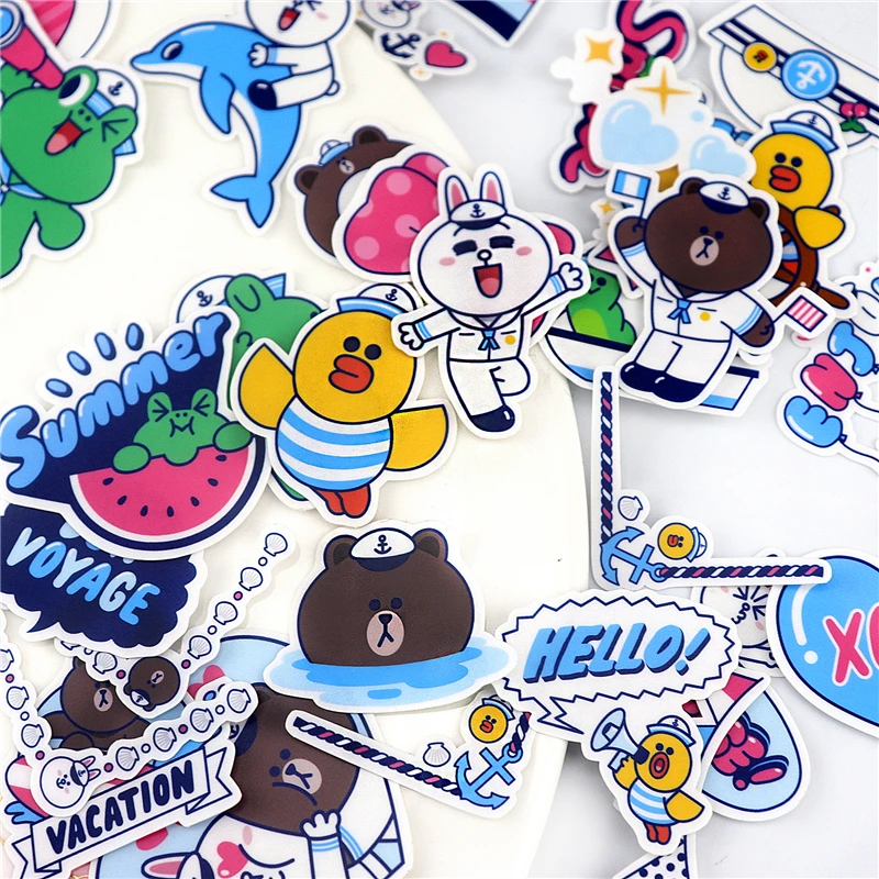 33pcs Kawaii cute Animal star ocean wind Stickers Mobile/PC Art Rhinestone Adhesive Scrapbooking Stickers Car Decoration
