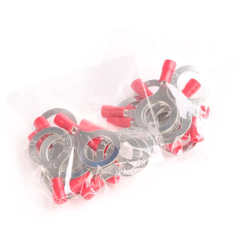 20pcs 22 18AWG Red RV1.25 12 Insulated Ring Eye Crimp Connector