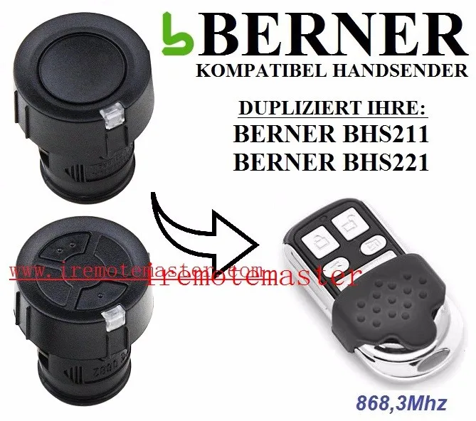 

BERNER BHS211,BHS221 garage door remote control 868.3 duplicator