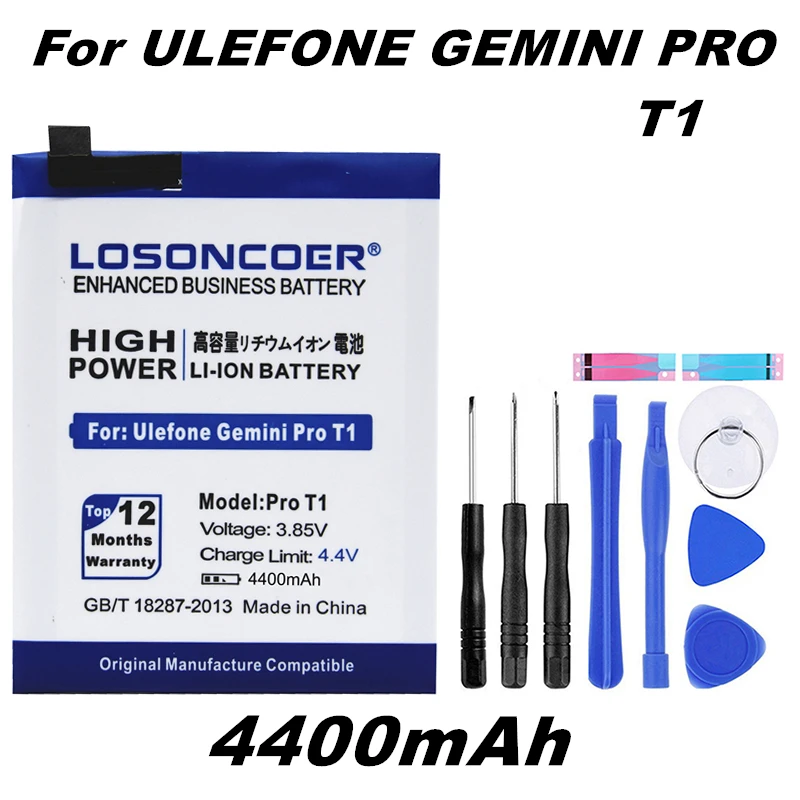 

LOSONCOER 2900-7300mAh For Ulefone Gemini Pro T1 Battery Power U007 Pro METAL Armor 2 Mobile Phone Battery+Free Tools +Stickers