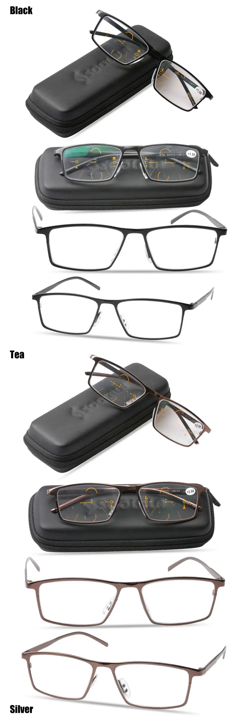 SOOLALA полный оправе Multifocal чтения стекло es женские мужские прогрессивные очки для чтения при пресбиопии дальнозоркость Multifocal