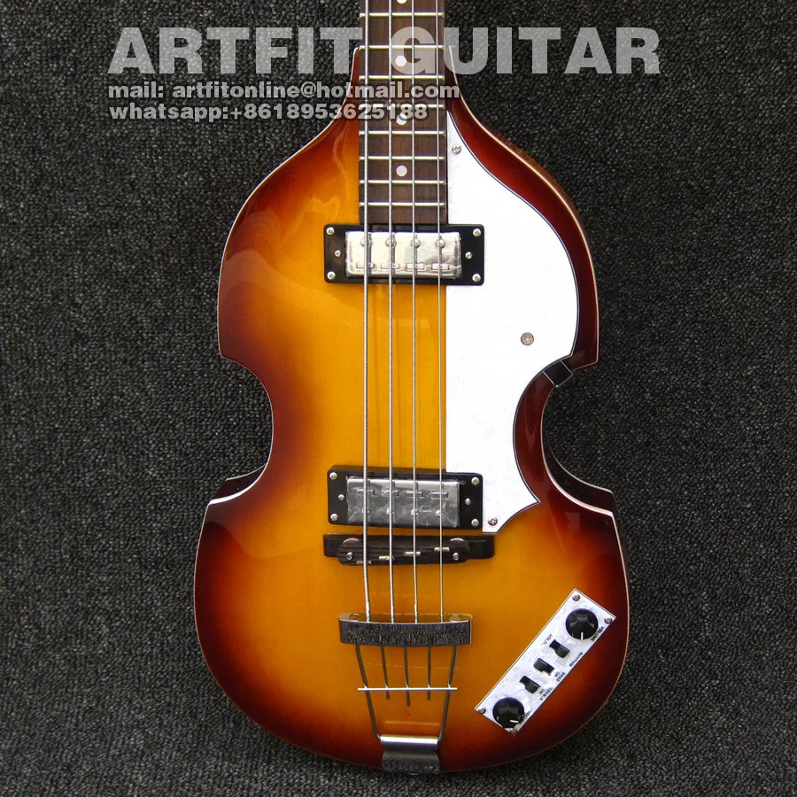 Giggle 1969 CT Современная 500/1 Sunburst Deluxe 4 струнная электрическая скрипка полуакустическая бас-гитара