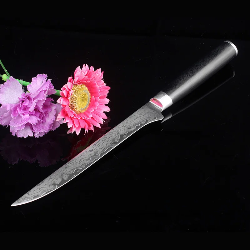 6 inche boning knife Damascus kitchen knives VG10 japanese damascus steel boning knife Black Micarta handle